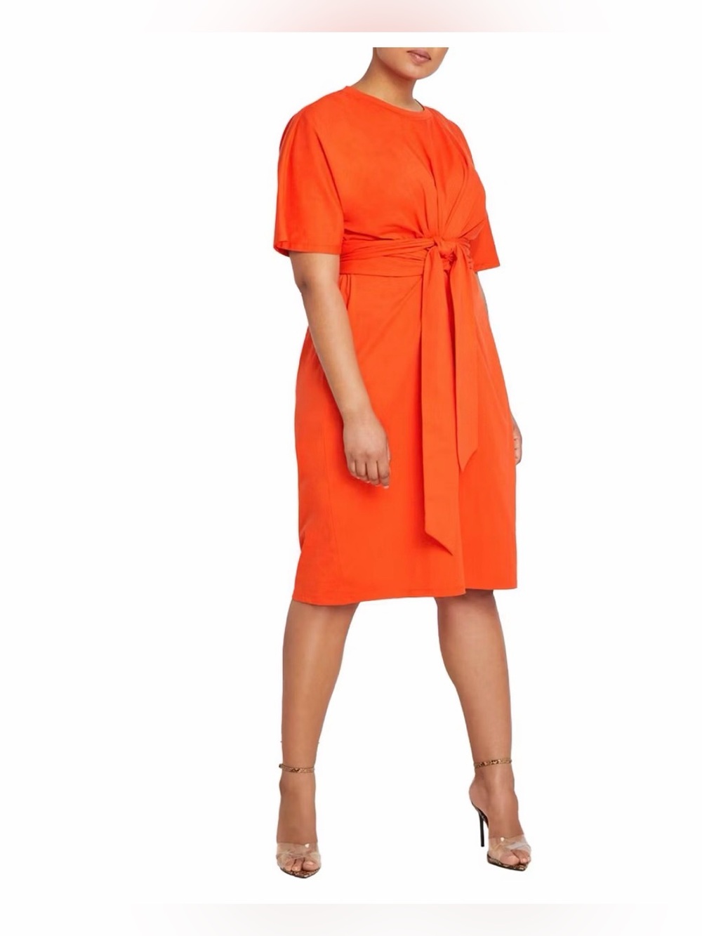 NWT ELOQUII Cross Front Flutter Sleeve Dress - size 20 Peppery Vermillion